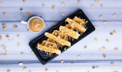 Peanut Butter Waffles With Peanut Butter Sauce