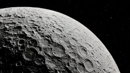 realistic moon in space, craters of the moon, moon, moon with copy-space 3d render © Aleksandr