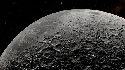 realistic moon in space, craters of the moon, moon, moon with copy-space 3d render © Aleksandr