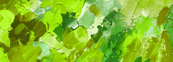 Abstract acrylic, watercolor smear green color painting. Canvas horizontal texture background.