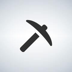 Pickaxe icon. Black icon isolated on white background. Pick axe silhouette. Simple icon.