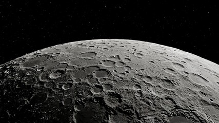 realistic moon in space, craters of the moon, moon, moon with copy-space 3d render © Aleksandr