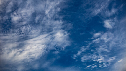 beautiful blue sky with white clouds before sunset, natural background