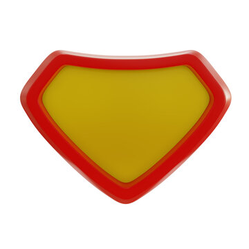 Shield Superhero, 3d illustration, red and yellow, white background