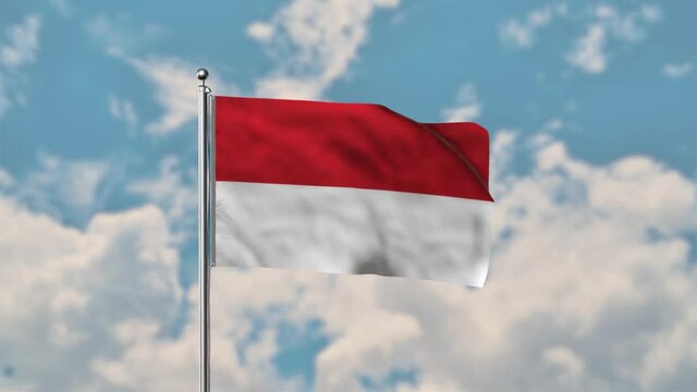 Monaco  flag waving in the blue sky realistic 4k Video.