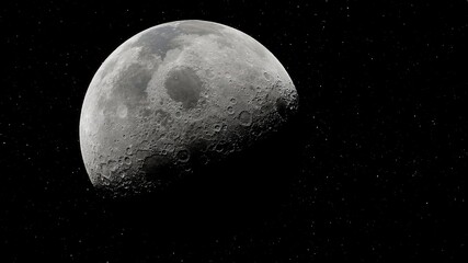 realistic moon in space, craters of the moon, moon, moon with copy-space 3d render © Aleksandr