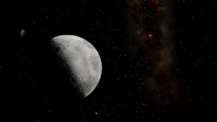 realistic moon in space, craters of the moon, moon, moon with copy-space 3d render © Aleksandr