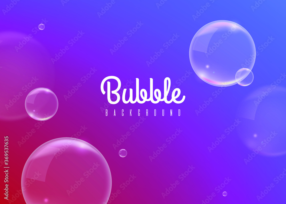 Poster bubbles soap on colored background . isolated vector elements