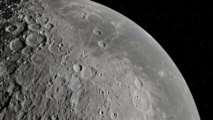 realistic moon in space, craters of the moon, moon, moon with copy-space 3d render © Aleksandr