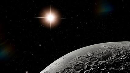 realistic moon in space, craters of the moon, moon, moon with copy-space 3d render © Aleksandr