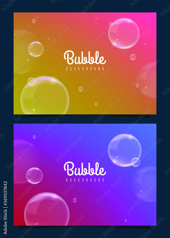 Poster bubbles soap on colored background . isolated vector elements