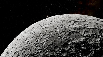 realistic moon in space, craters of the moon, moon, moon with copy-space 3d render © Aleksandr