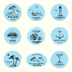 Hand drawn summer design element set