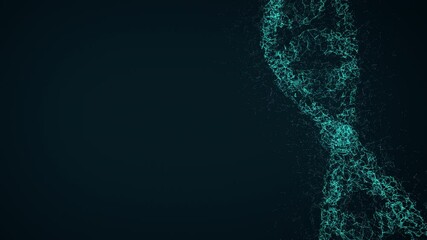 Abstract technological representation of digital plexus DNA molecule in blue. For biotechnology, chemistry, science, medicine and artificial intelligence. Seamless loop. Rotating DNA Strand - Powered by Adobe