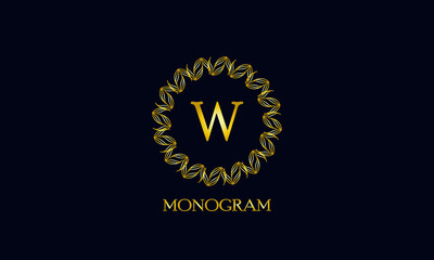 Exquisite round monogram with the letter W. Spectacular calligraphic logo design business sign, restaurant, royalty, boutique, cafe, hotel.