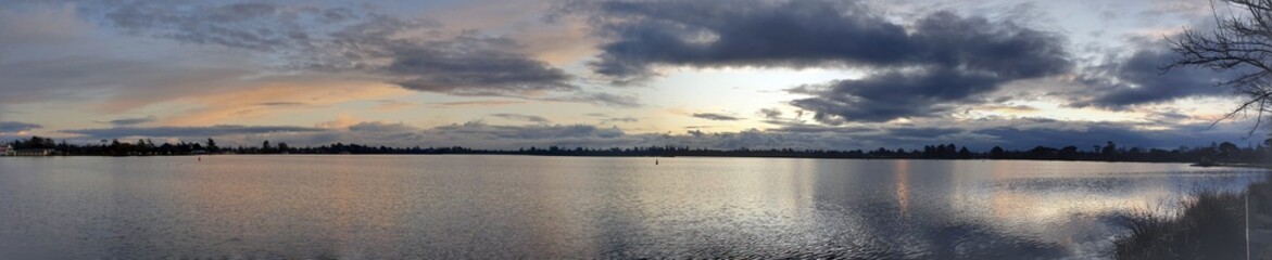 sunset over the lake