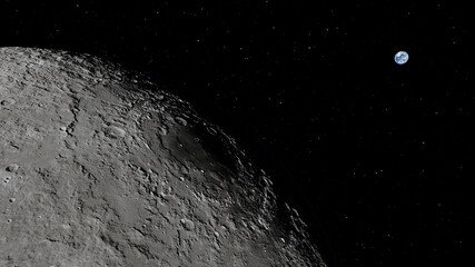 realistic moon in space, craters of the moon, moon, moon with copy-space 3d render © Aleksandr