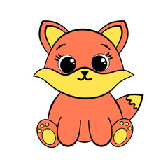 Beautiful cartoon illustration with a cute red Fox. Digital art