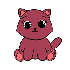 Obraz na płótnie Canvas Beautiful cartoon illustration with a cute pink cat. Digital art.