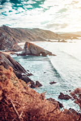 Landscape of a rocky cliff to the sea