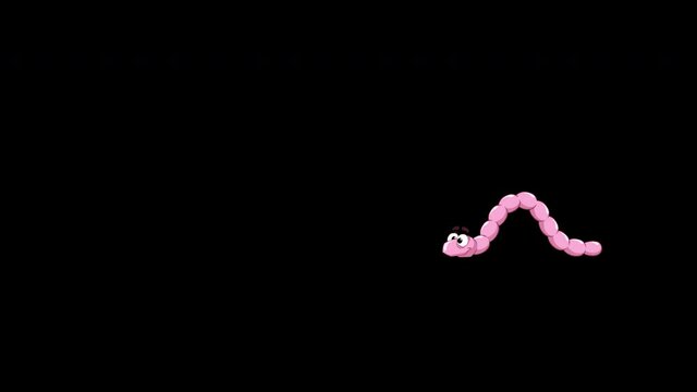 Looped cartoon animation of a Pink crawling worm. 00:16 duration
