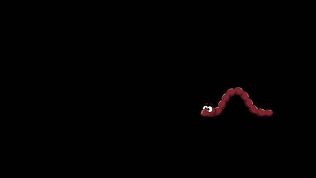 Looped cartoon animation of a Brown crawling worm. 00:16 duration