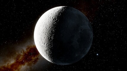 realistic moon in space, craters of the moon, moon, moon with copy-space 3d render © Aleksandr