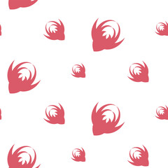 Pattern - red flowers abstract - white background - vector.