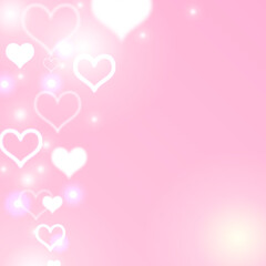 glowing hearts on pink background, valentine banner