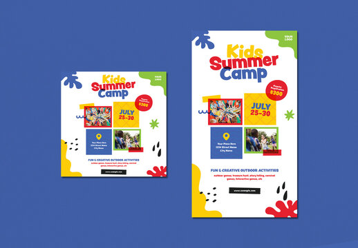 Kids Summer Camp Social Media Set
