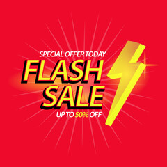 Flash sale lightning text banner design for business promotion and marketing