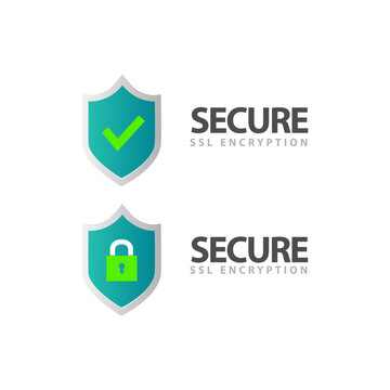 ssl certificate and secure encryption shield symbol logo design isolated on white background