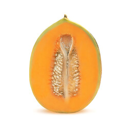 half sweet and juicy melon on a white background