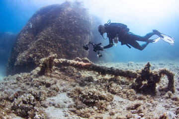 The diver with ancient anchor