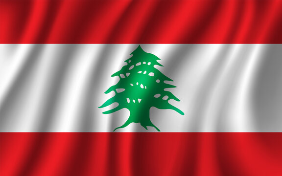 Lebanon Flag, Waving Lebanese national flag background, vector illustration