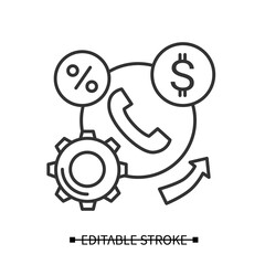 Financial services icon. Business infrastructure and process linear pictogram. Concept of b2b and bank loans Editable stroke vector illustration for project management, presentation and education