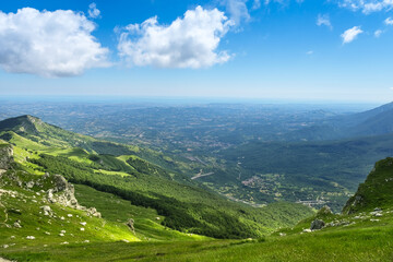mountain area of the gran sasso d'italia with a view of the marine coast of teramo