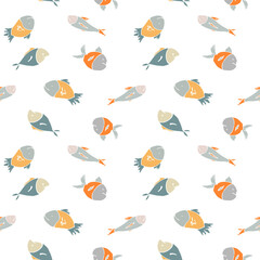 Seamless vector pattern with colorfull cute fishes