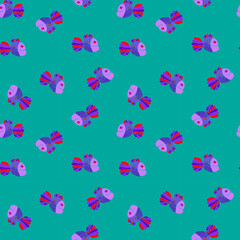Seamless vector pattern with colorfull cute fishes