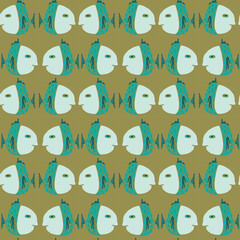 Seamless vector pattern with colorfull cute fishes
