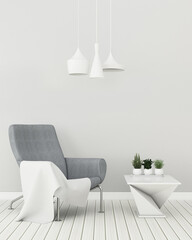 Comfort space in home. Living room interior.empty room with chair and table white. -3d rendering