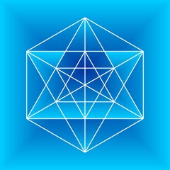 Sacred Geometry - Merkaba - Blue pattern, Vector Illustration	
