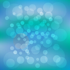 Abstract geometric bokeh background made of circles on a light blurred watercolor blue background .Vector graphic.