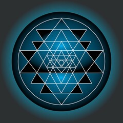 Sacred Geometry in Nature - Sri Yantra, Hexagram pattern, Vector Illustration	
