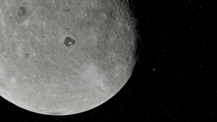 realistic moon in space, craters of the moon, moon, moon with copy-space 3d render © Aleksandr