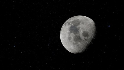 realistic moon in space, craters of the moon, moon, moon with copy-space 3d render © Aleksandr