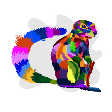 colorful squirrel pop art portrait, can be used for posters, wallpaper, decoration, t shirt design, 
