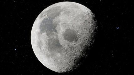 realistic moon in space, craters of the moon, moon, moon with copy-space 3d render © Aleksandr
