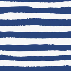Universal gender neutral dark navy blue nautical marine coastal seamless repeat pattern with grunge torn texture jagged vector horizontal cabana stripe