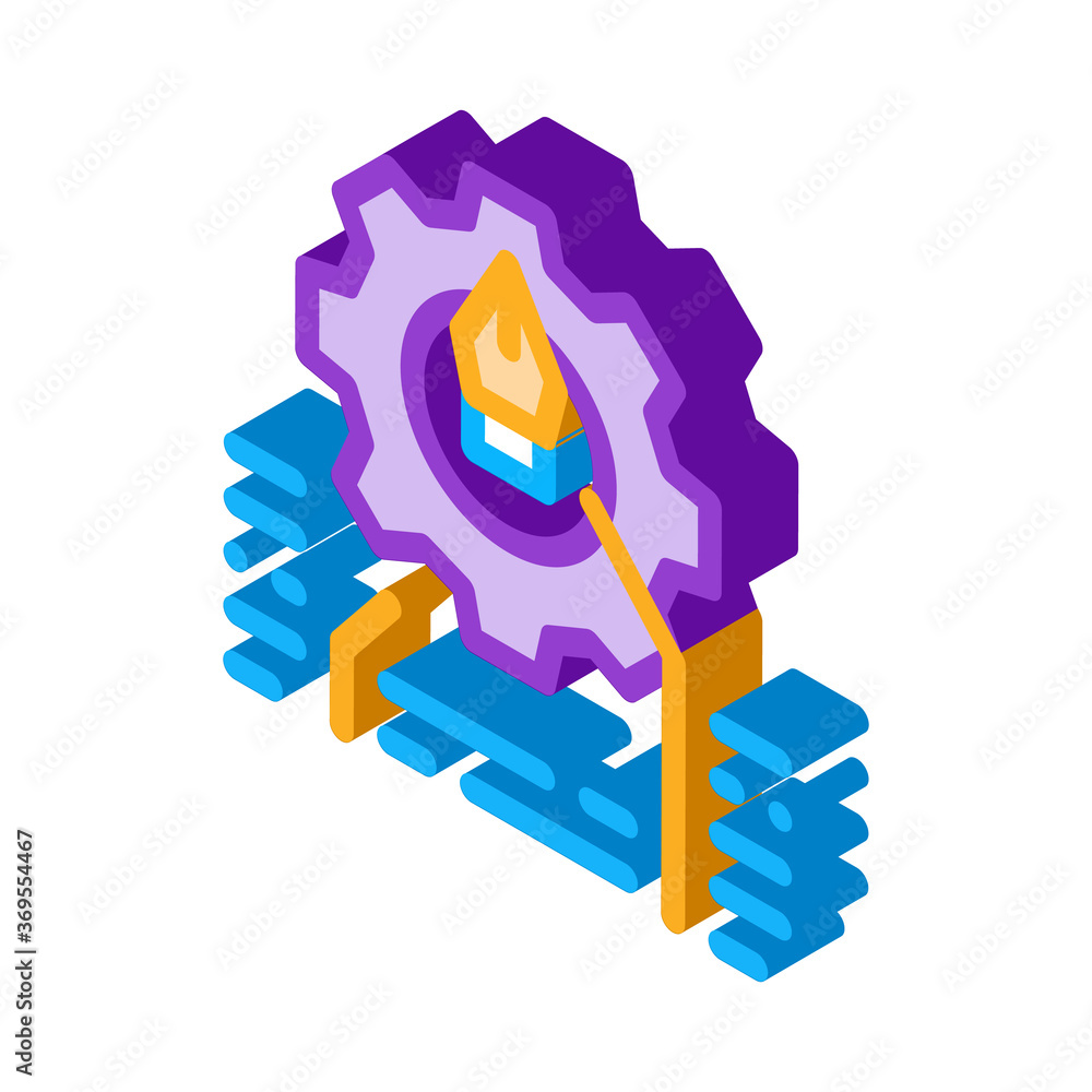 Poster front end working and design icon vector. isometric front end working and design sign. color isolate